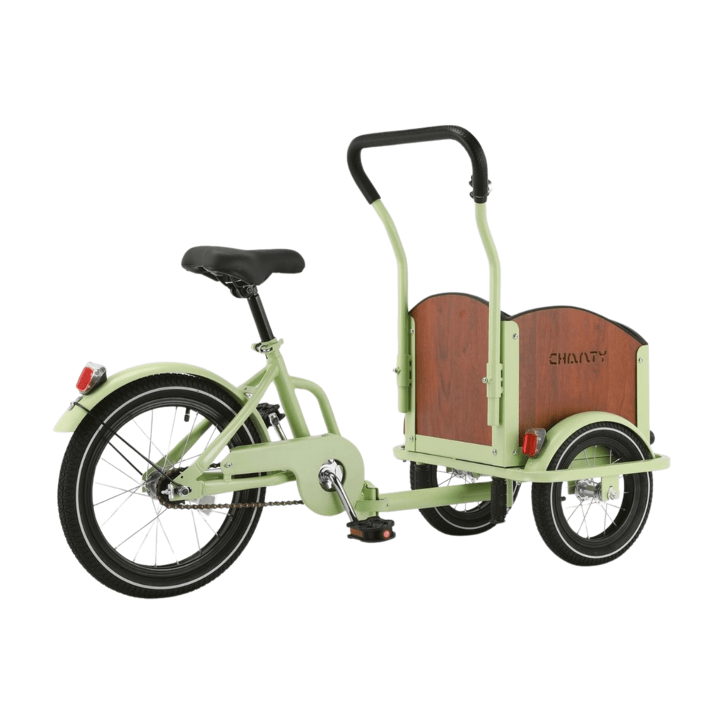 Chanty Cargo Kid - Grøn inkl. hjelm, flaskeholder, håndtag i 2 farver og ringklokke - BørnecyklerneChantyBørnecyklerneGrøn: BLC16 - GRNChanty Cargo Kid - Grøn inkl. hjelm, flaskeholder, håndtag i 2 farver og ringklokke