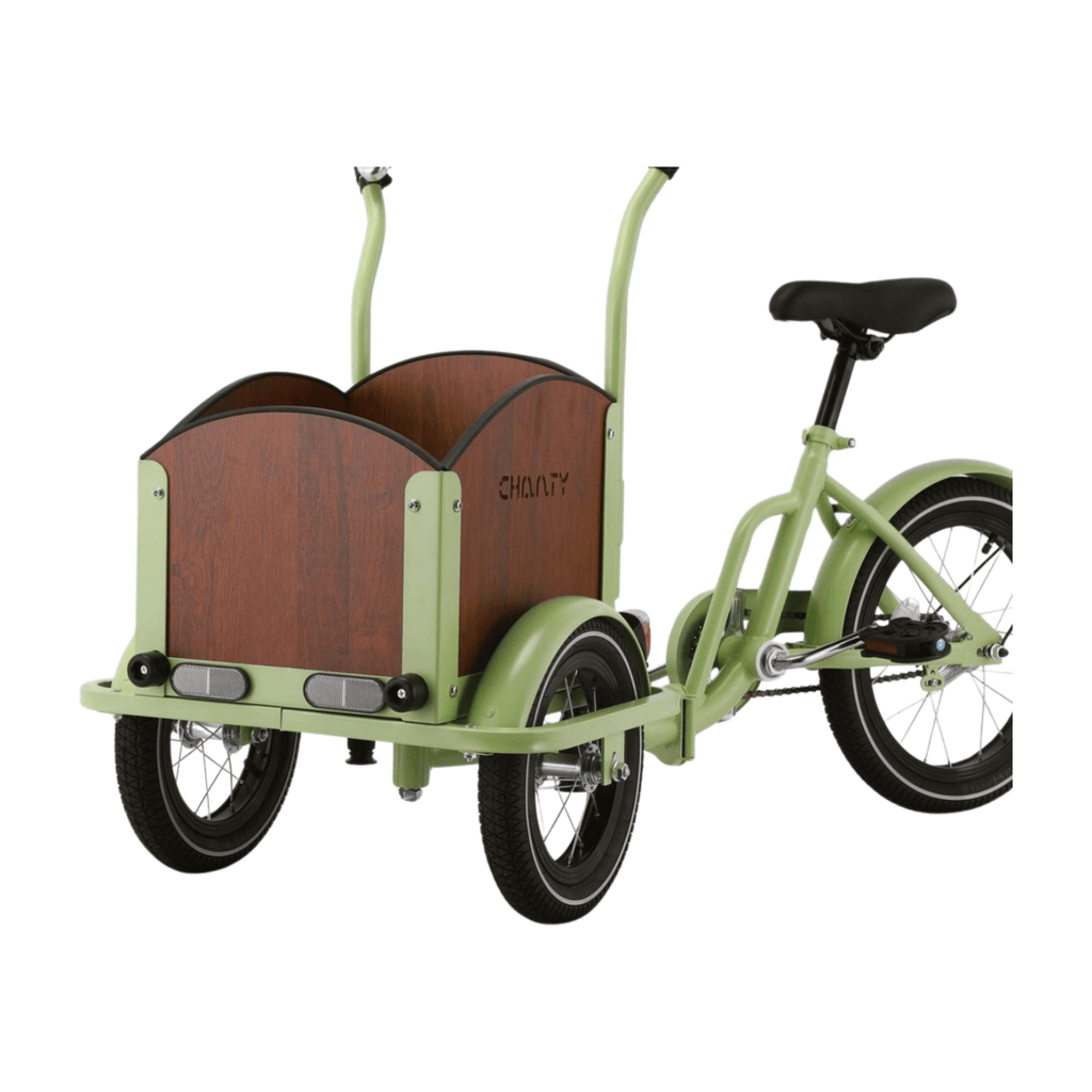 Chanty Cargo Kid - Grøn inkl. hjelm, flaskeholder, håndtag i 2 farver og ringklokke - BørnecyklerneChantyBørnecyklerneGrøn: BLC16 - GRNChanty Cargo Kid - Grøn inkl. hjelm, flaskeholder, håndtag i 2 farver og ringklokke