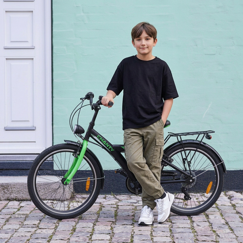 CHANTY Roader 24" Black & Green Boys' Bike | 7 Gears |