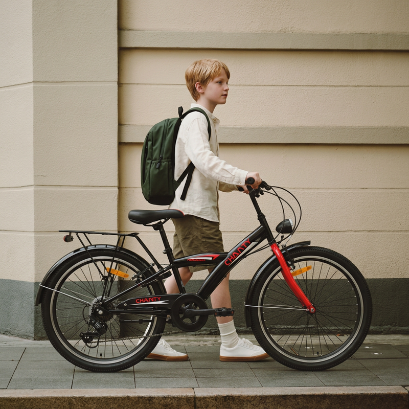 Chanty 24" Children’s Bike – Boy – Black/Red – 7 Gears