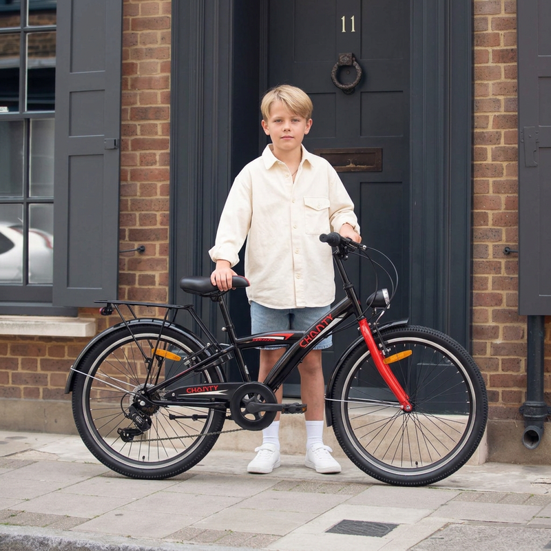 Chanty 24" Children’s Bike – Boy – Black/Red – 7 Gears